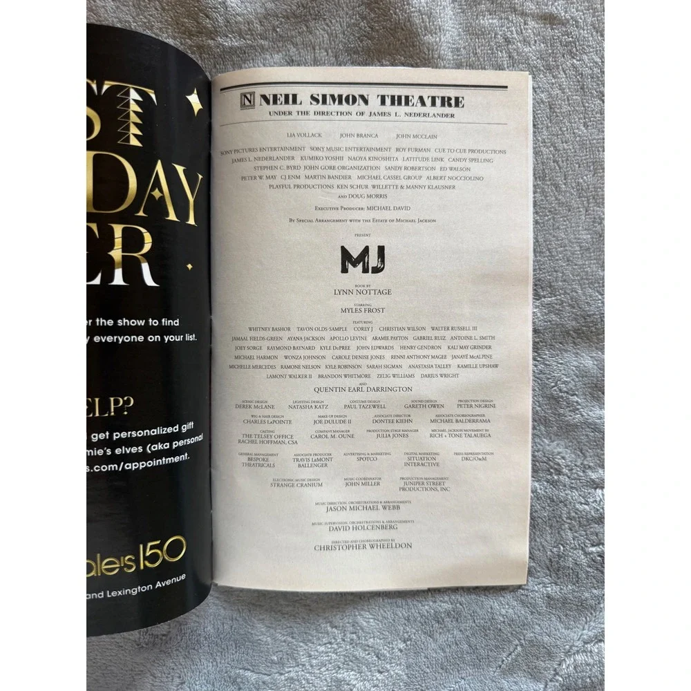 MJ The Musical Broadway Playbill November 2022 Neil Simon Theatre - B829
